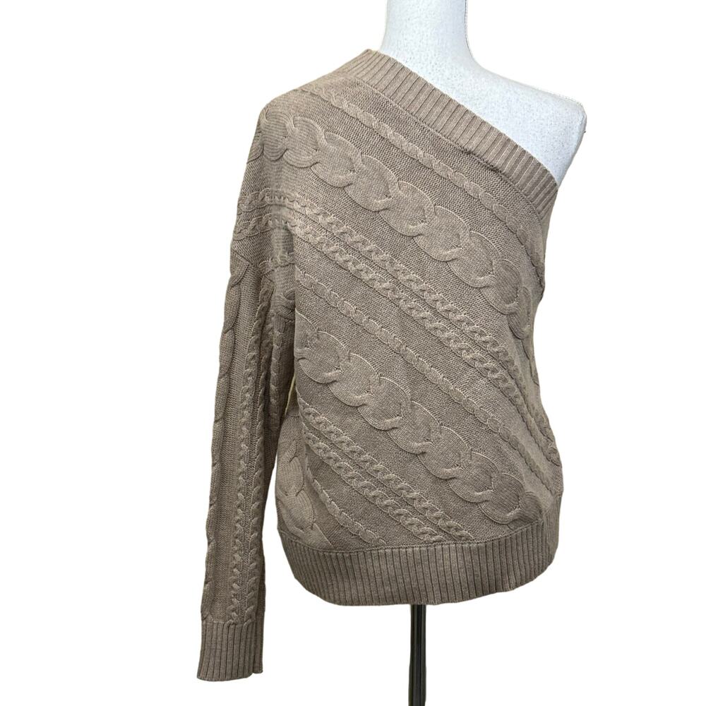 L'Agence Zoey one shoulder cable sweater, medium, minimalist, classic, simple - Picture 3 of 6